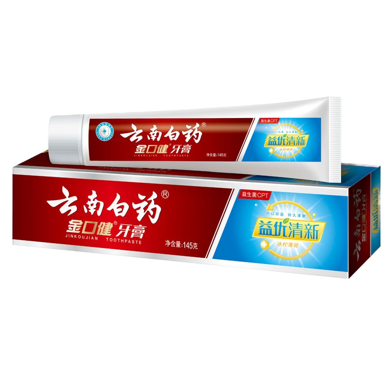 云南白药(YUNNAN BAIYAO) 金口健益优冰柠/薄荷牙膏145g /单个装