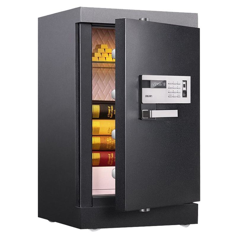 得力(deli)4092指纹密码双重锁控保险箱(黑色) 高72cm电子防盗保险箱 3C认证办公家用防盗合同资料保险柜