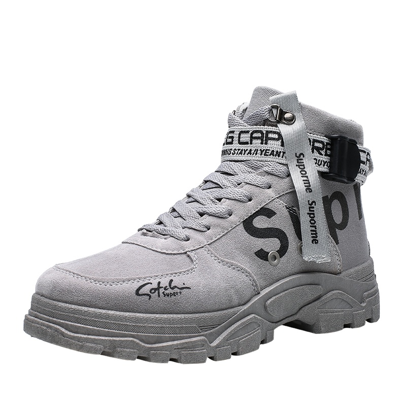 博迈伦男靴保暖系带马丁靴绒面工装靴潮流时尚高帮鞋男JL-KD888