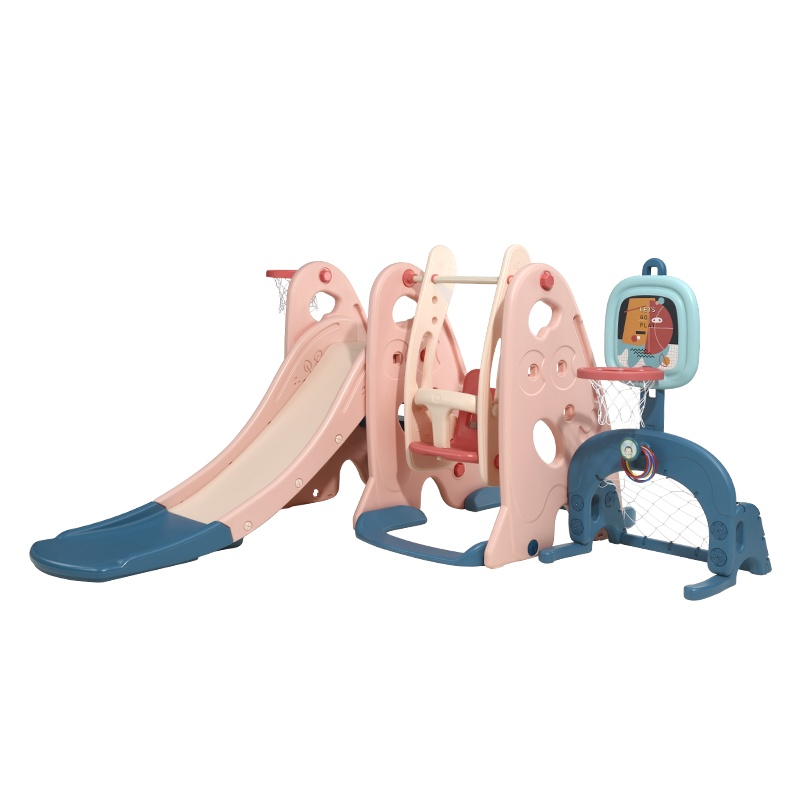 babycare儿童滑滑梯室内小型家用宝宝玩具婴儿玩具小孩玩的秋千组合游乐园 五合一 维尔粉