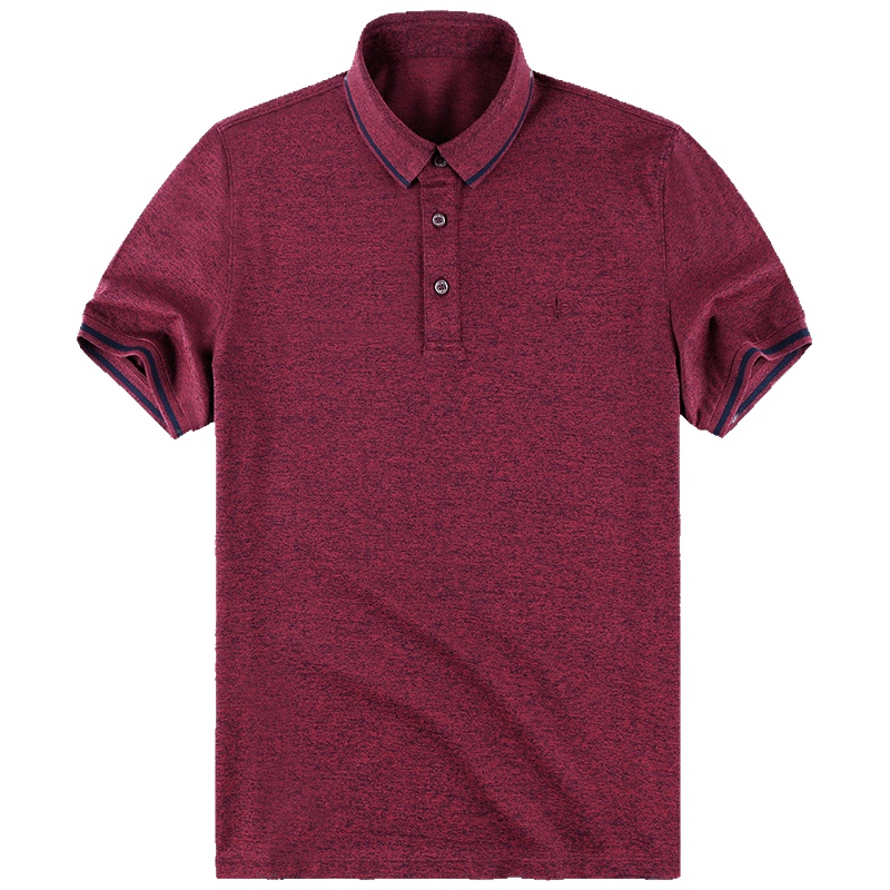 布先生新款桑蚕丝短袖T恤 翻领纯色休闲男衣服体恤AT10599