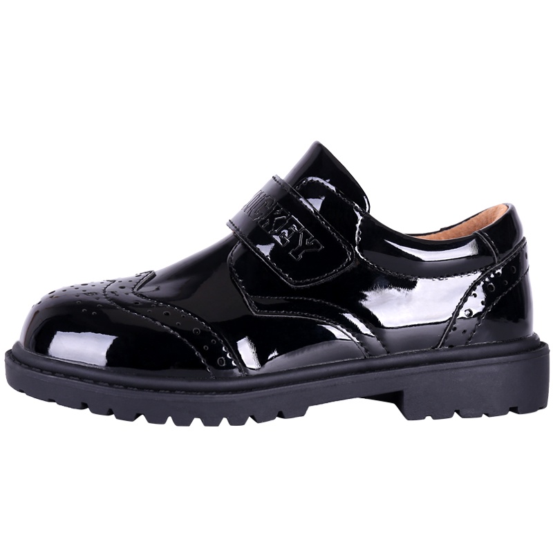 迪士尼坡跟皮面男女童鞋魔术贴儿童小皮鞋M393233