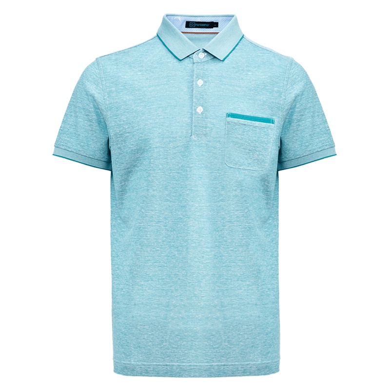 蒙蒂埃莫清爽商务格调丝麻棉男士棉质翻领短袖T恤