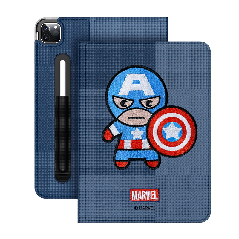 ESCASE iPad pro保护套11英寸2018版 硅胶软边全包防摔 漫威复联正版授权刺绣工艺 美国队长