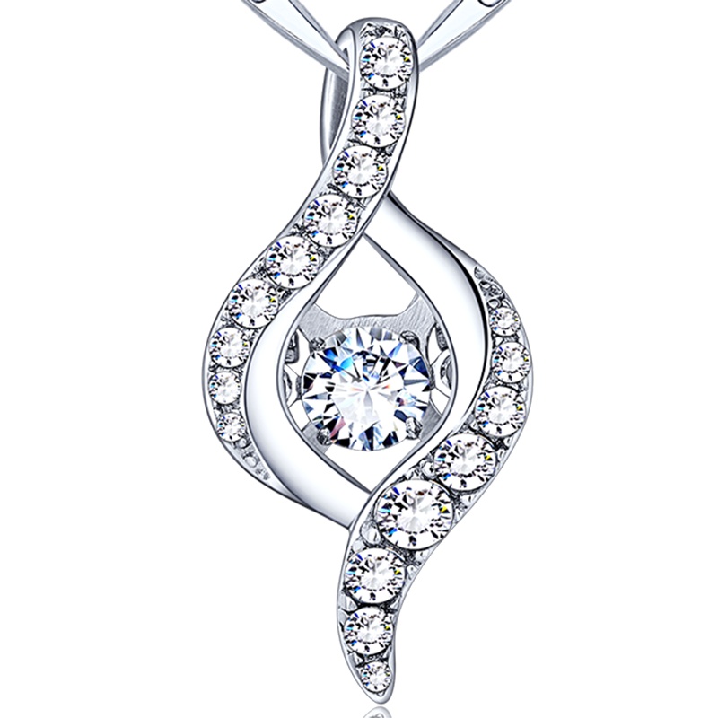 MyMiss 舞动丝带 日韩风格项链 银 925银镀铂金项链女吊坠 生日礼物