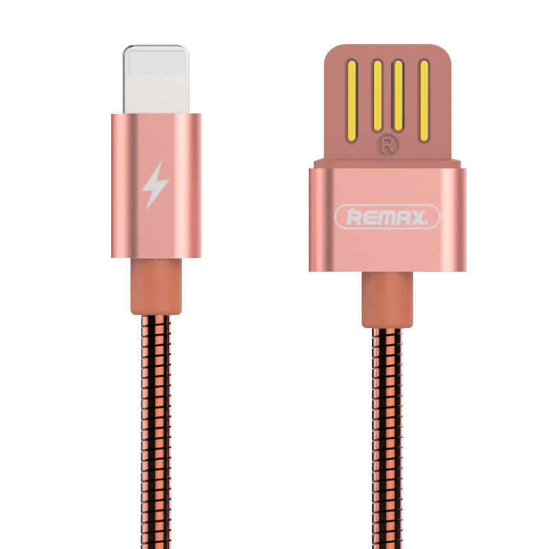 REMAX 银蛇数据线 Lightning iphone xs max 8p手机 充电传输线 玫瑰金色