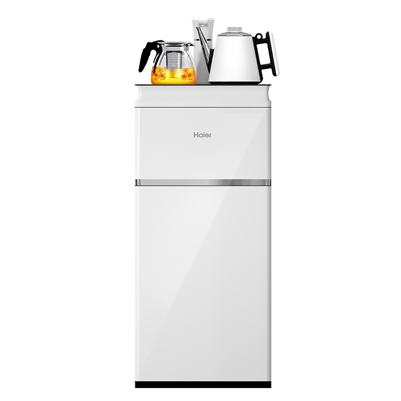 海尔Haier饮水机 柜式温热型全自动家用茶饮机 YR1688-CB白 升级防烫水壶 智能自主控温 上下双开门
