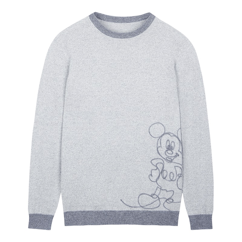 鄂尔多斯1980 秋冬迪士尼合作款圆领提花羊绒套衫男士针织衫/毛衣