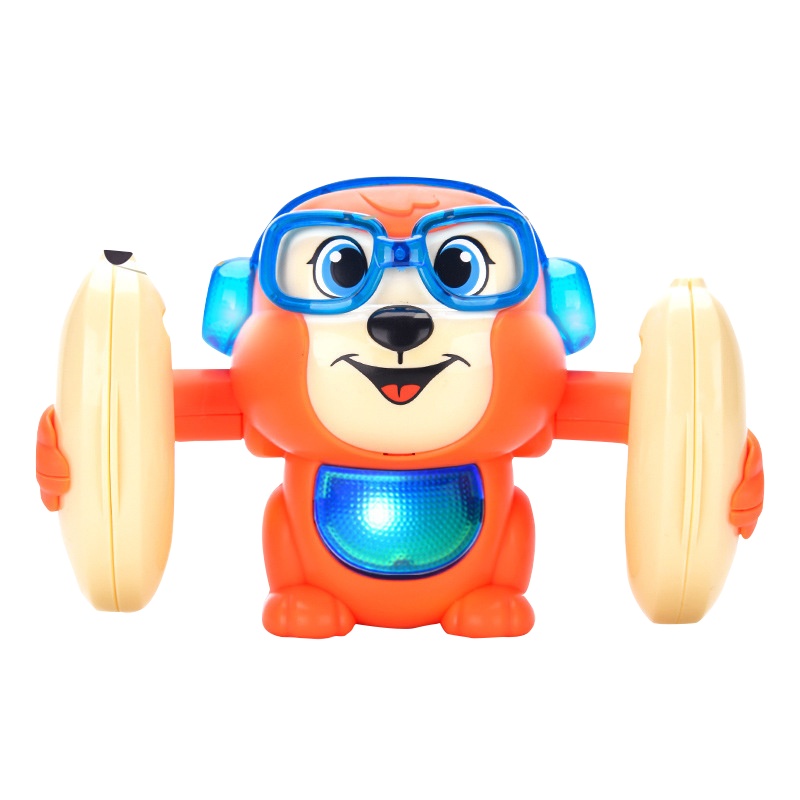 电动声控感应翻滚猴卡通香蕉猴翻跟斗猴灯光音乐儿童动物模型玩具