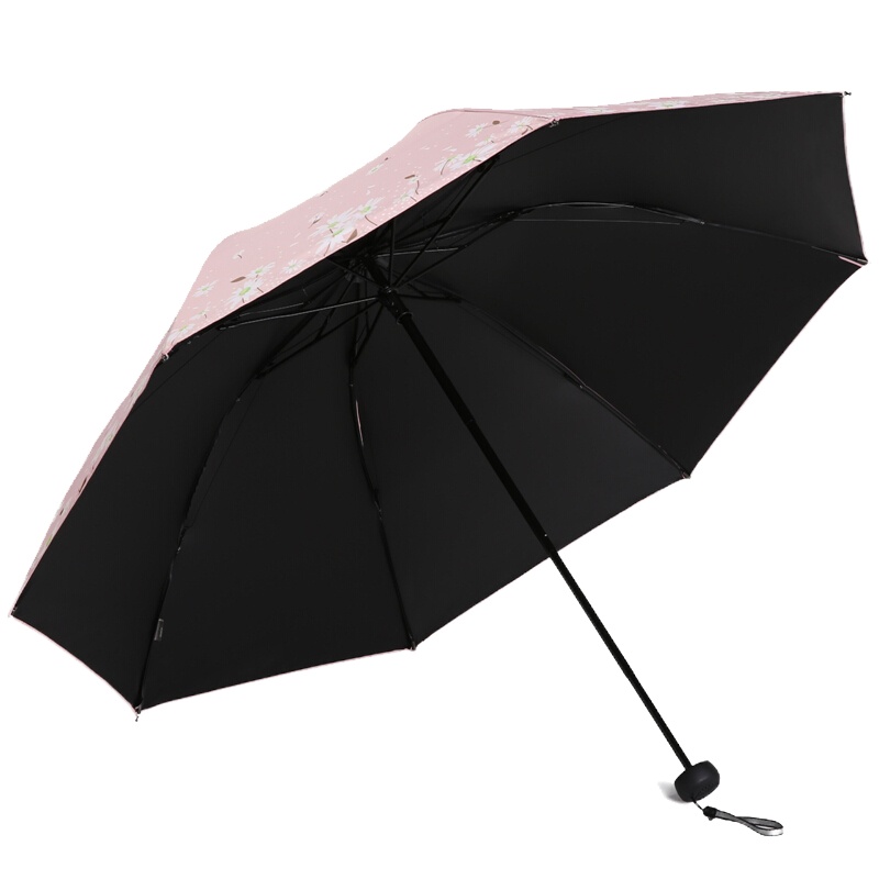 天堂伞33633E折叠黑胶防晒防紫外线遮阳晴雨两用太阳伞女 颜色随机发