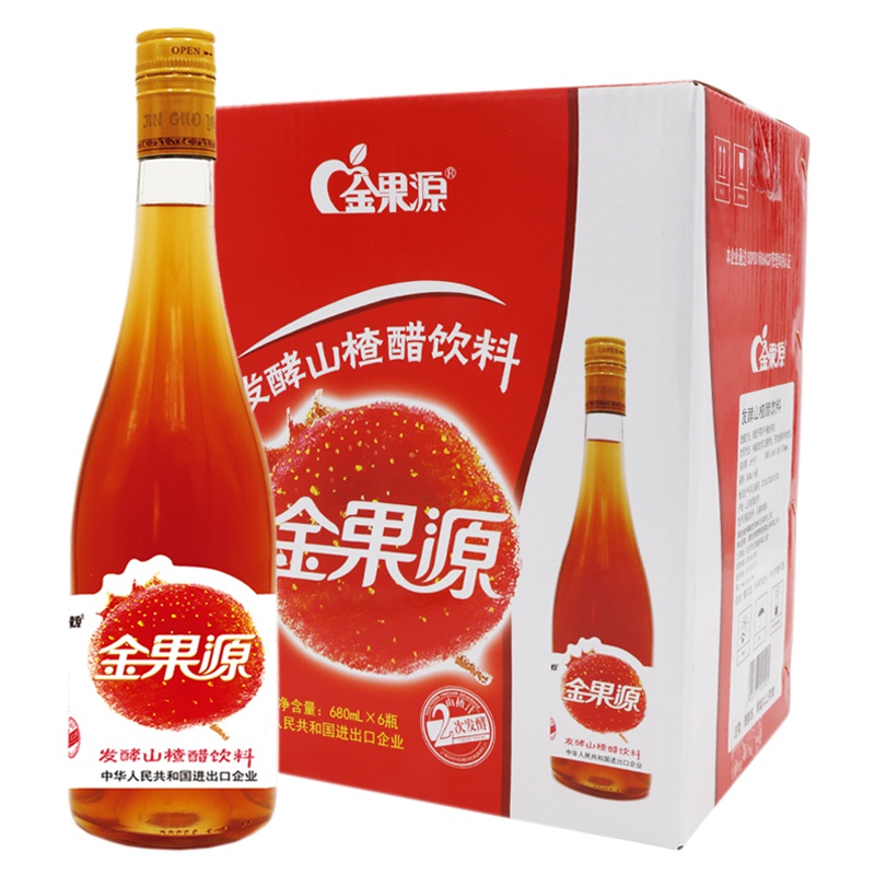 金果源山楂醋饮料680ml*6 山楂苹果醋饮品 整箱装
