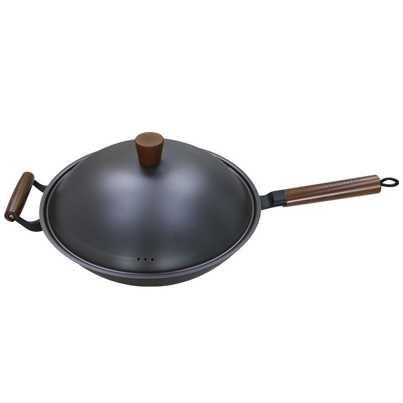 利仁(Liven)32cm大口径精铁锅导热快健康无涂层家用炒锅煎锅 电磁炉燃煤气灶通用炒菜锅JT-C3202B[带盖]
