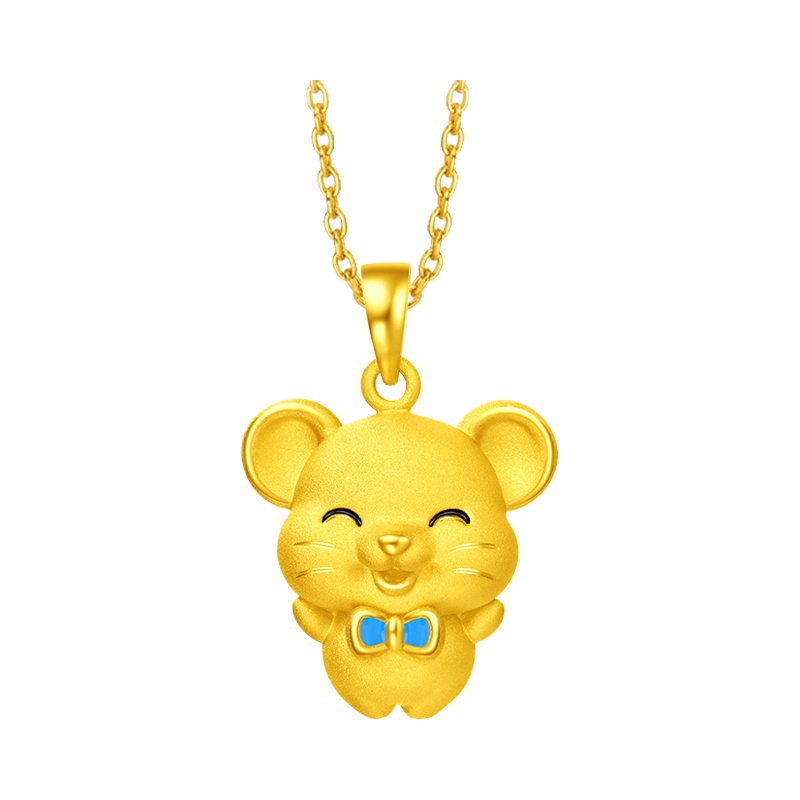 周大福十二生肖鼠金鼠笑眯眯鼠足金金吊坠