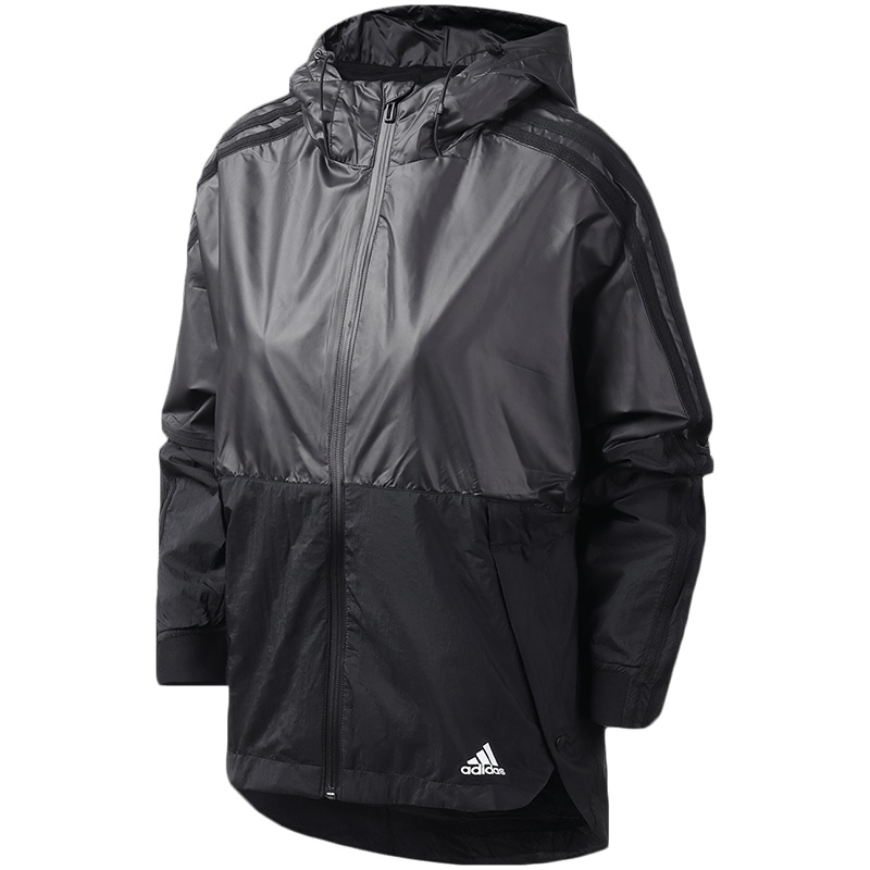 阿迪达斯女服外套夹克连帽防风休闲运动服EH3854