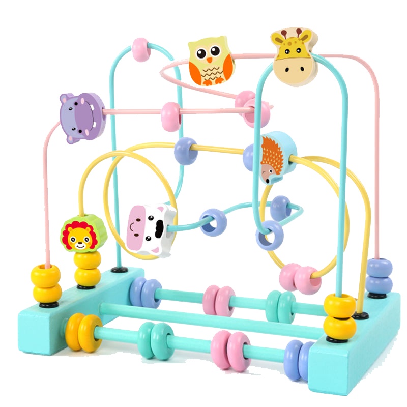 [三线动物绕珠]儿童绕珠串珠益智玩具积木男孩女宝宝0-1-2-3周岁早教