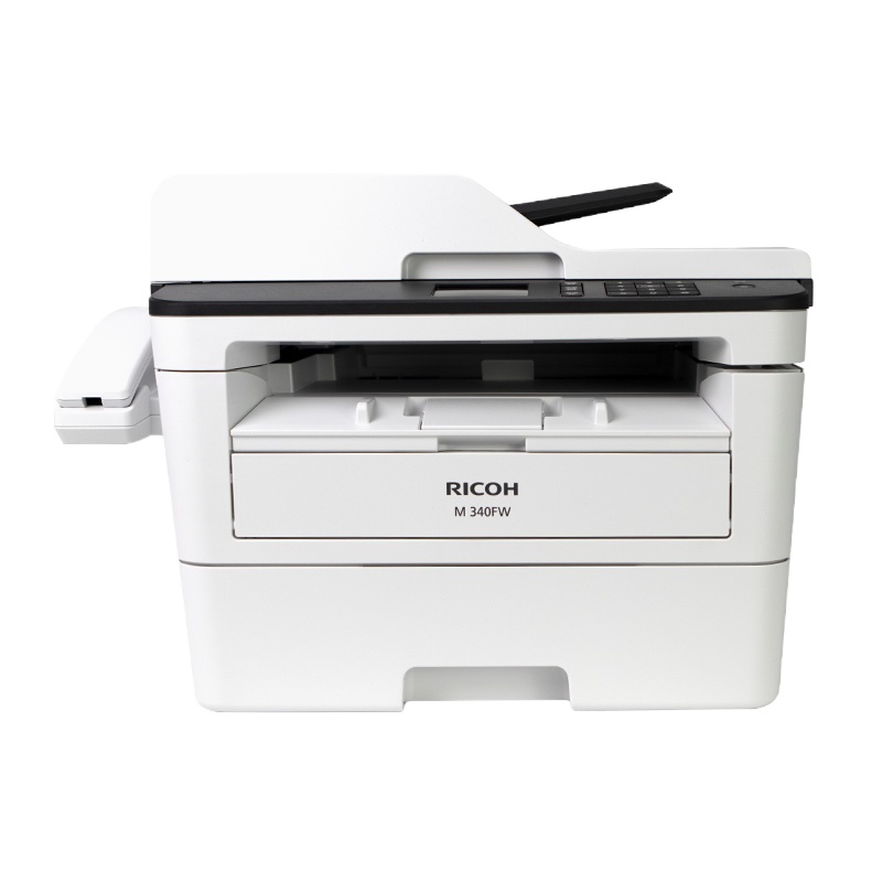 理光(Ricoh)M 340FW A4黑白激光一体机 双面 复印 扫描 传真 四合一 34页/分钟 有线 无线 带输稿器