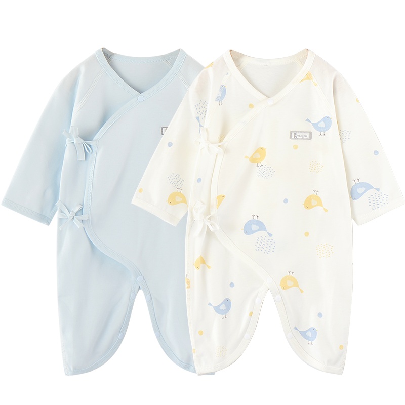 童泰婴儿衣服四季内衣0-2月新生儿蝴蝶哈衣家居连体衣两件