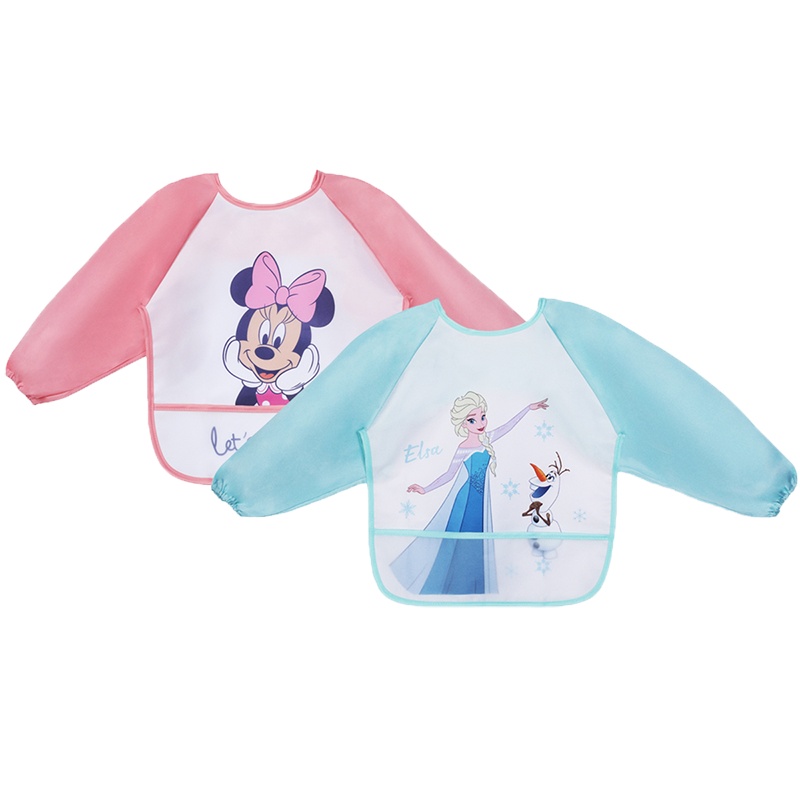 迪士尼宝宝罩衣儿童反穿衣防水防脏吃饭衣婴儿围兜围裙男女孩幼儿