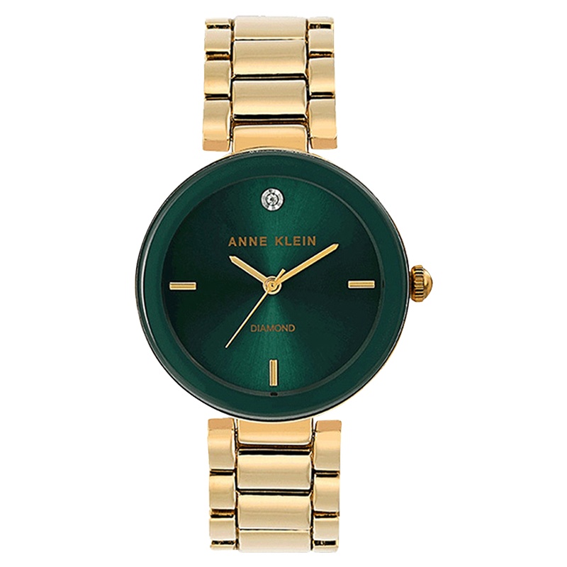 安妮克莱因（ANNE KLEIN）璀璨永恒系列时尚简约钻饰镶嵌合金表带石英女表AK/1362GNGB