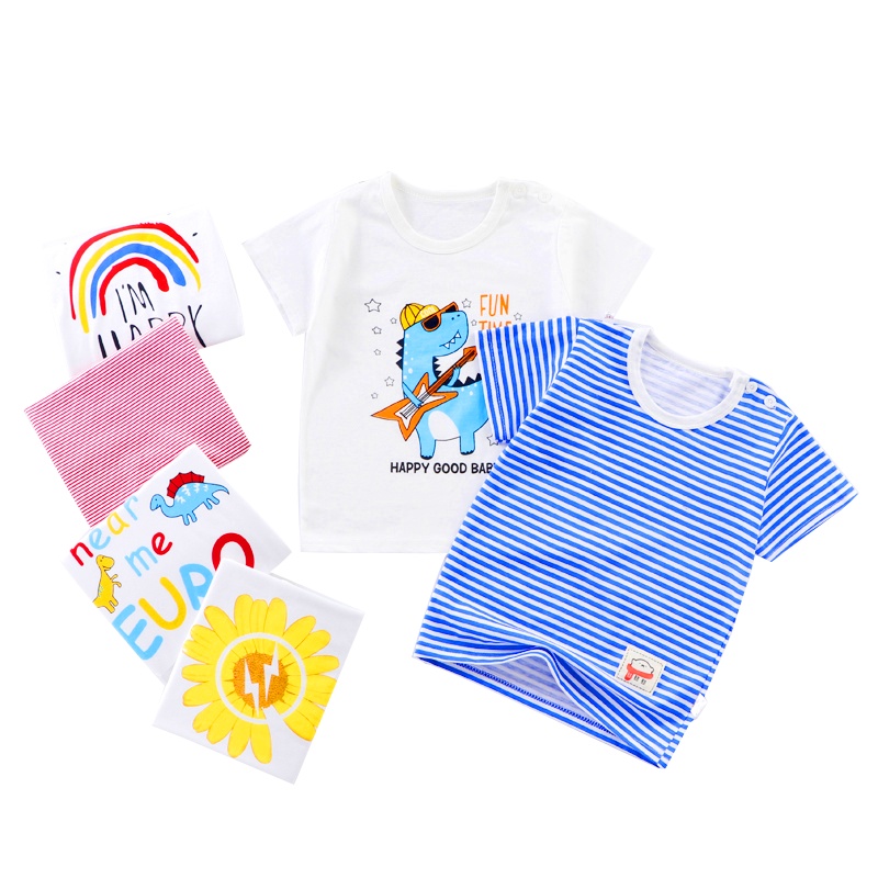 贝福佳儿童纯棉T恤夏装中小童白色短袖男童女童汗衣t恤