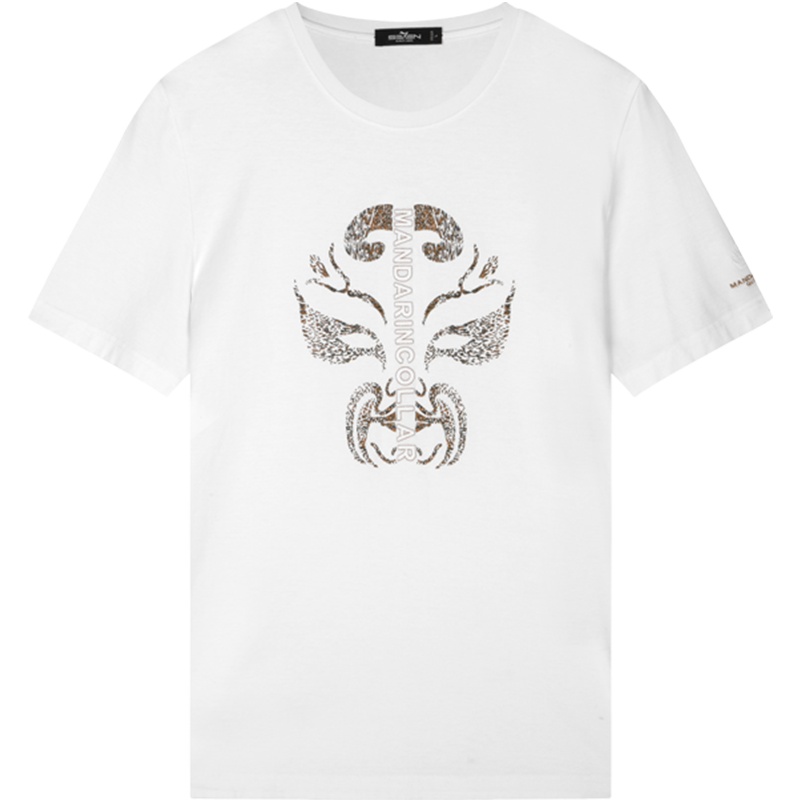 柒牌SEVEN男装夏新款T恤纯棉国风脸谱短T透气吸汗男士圆领短袖T恤衫