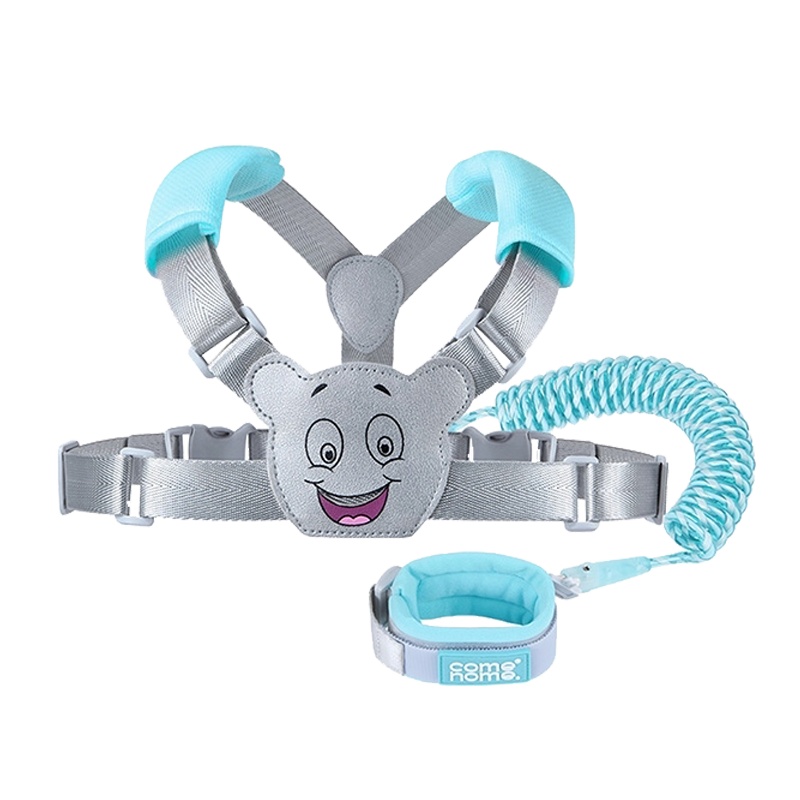 儿童防走失带牵引绳防走丢带娃宝宝背包防丢绳手环儿童遛娃绳 2.5米马卡龙冰蓝(肩带二合一)