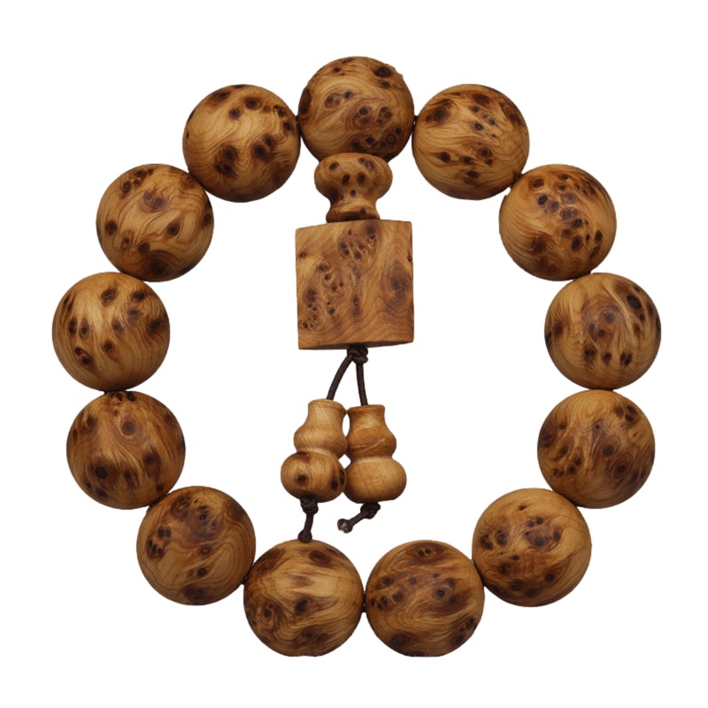 [梵心阁]太行山崖柏太行料18mm佛珠手串 满瘤疤瘤花陈化料手链 老料岩柏