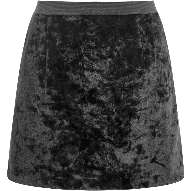 拉贝缇秋季新复古高腰金丝绒松紧腰短裙百搭半身裙女60005739