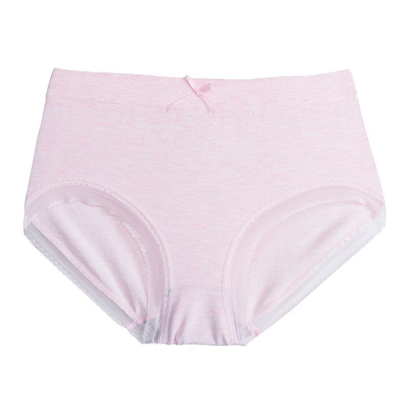 无痕女内裤 大弹力螺纹中腰三角裤头棉质底裤3条