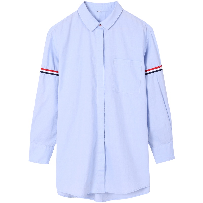 恒源祥白衬衫女2020春季新款韩版上衣中长款宽松长袖bf风休闲衬衣