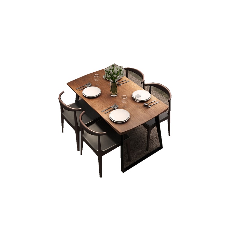 欧宝美校园图书馆简约现代小书桌餐厅一桌四椅组合迷你方餐桌1.4米