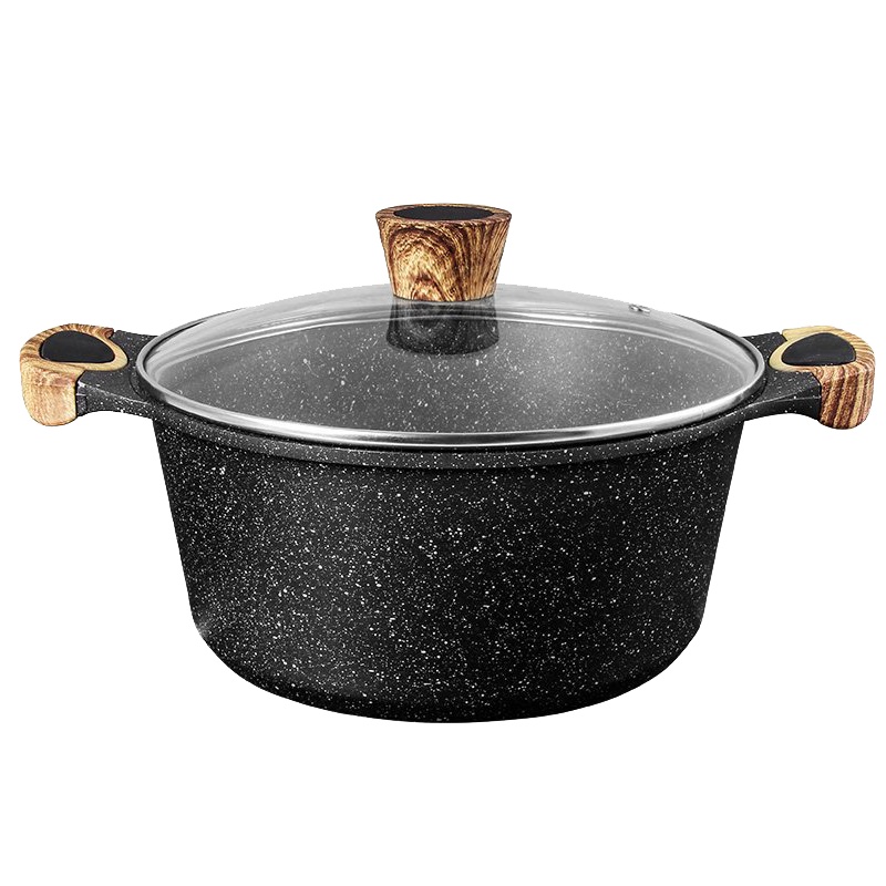 烘焙精灵麦饭石汤锅煮锅炖锅家用电磁炉双耳平底火锅熬阿胶专用