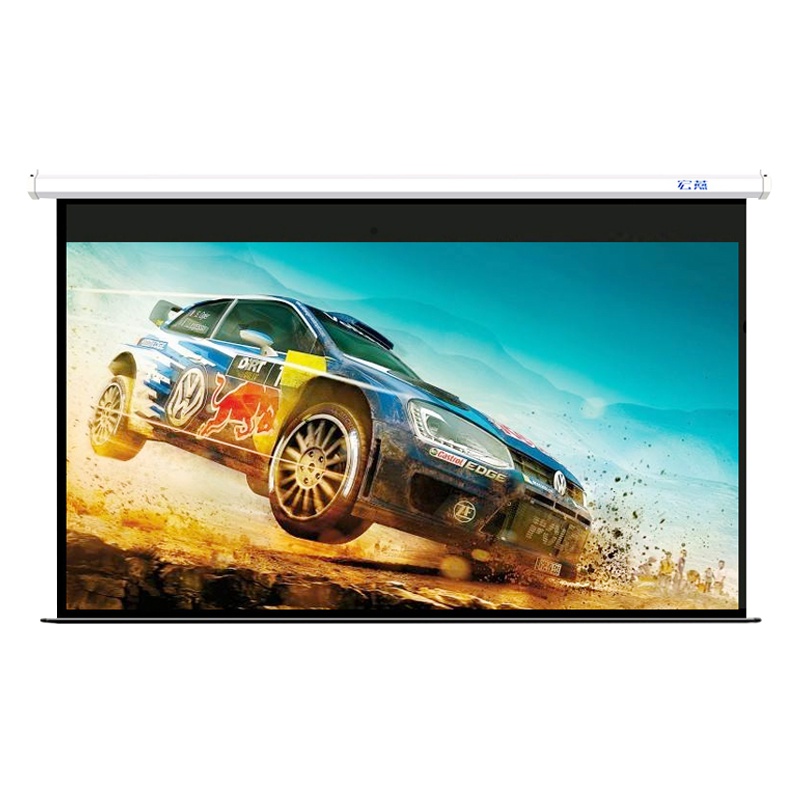 宏燕100英寸16:9电动遥控玻纤幕布 商务办公会议幕布 高清家用幕布 投影机幕布 投影仪幕布