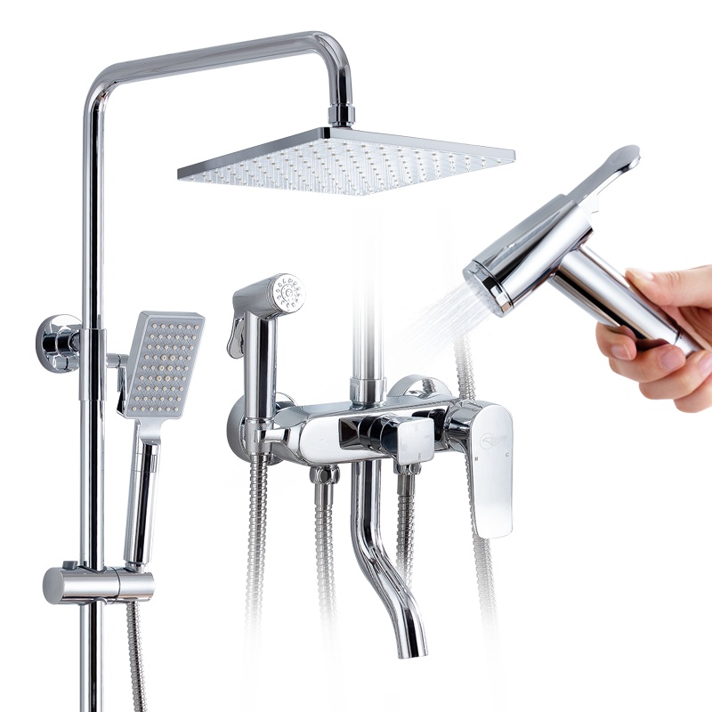 东鹏(DONG PENG) 喷枪花洒喷头沐浴方形 挂墙式花洒套装 妇洗喷枪花洒 全铜淋浴花洒套装