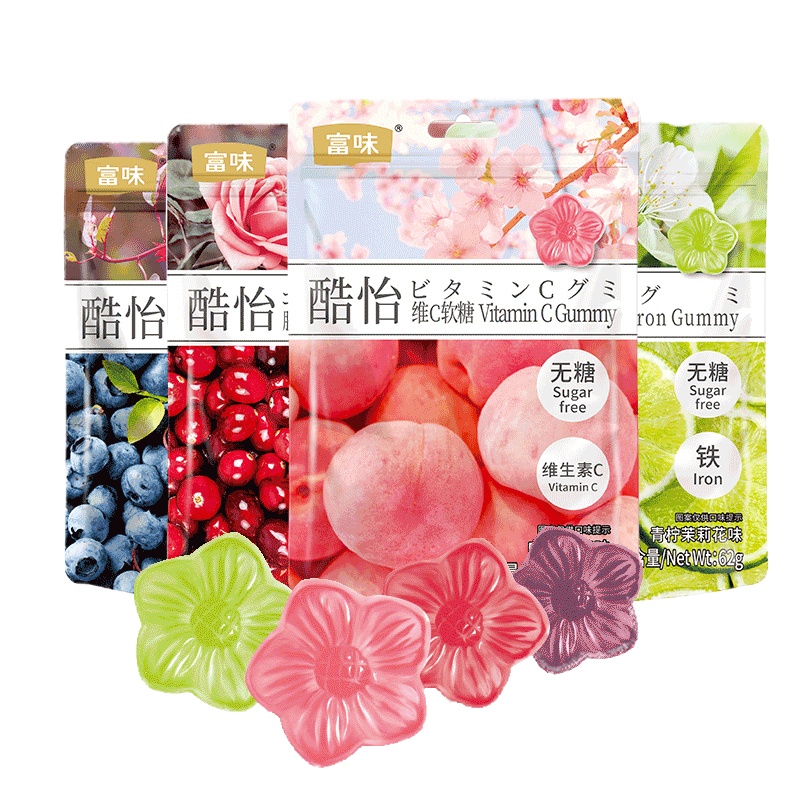 ZHMD富味 酷怡无糖营养软糖62g*4包 四种口味