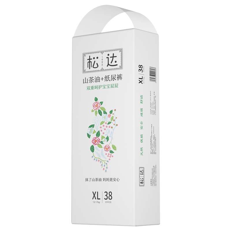 松达山茶油婴儿纸尿裤XL码38片山茶油夏季超薄干爽透气宝宝尿不湿男女通用尿布