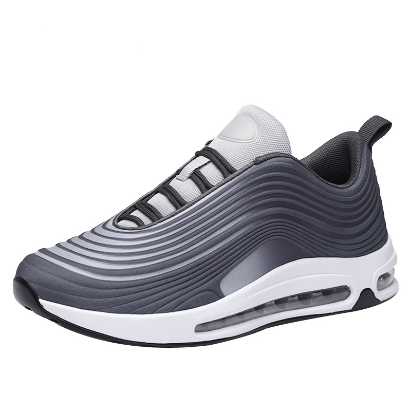 Amengze艾梦哲 2020新款男鞋 皮革拼接跑步鞋 低帮飞织网布运动鞋 透气旅游鞋慢跑鞋