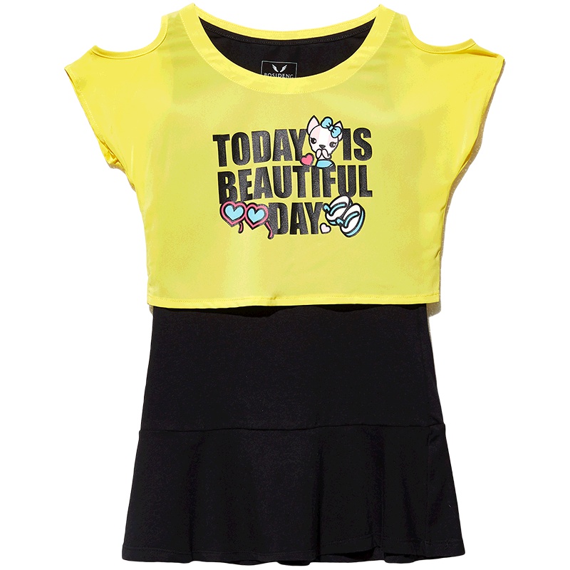 波司登童装夏季字母印花T恤时尚露肩裙装两件套装