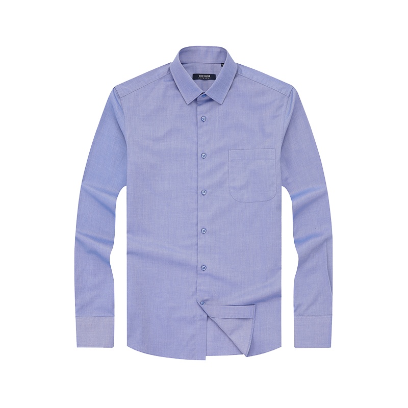 Youngor/雅戈尔男装商务正装纯棉面料 修身剪裁藏青色斜纹衬衫008GFC