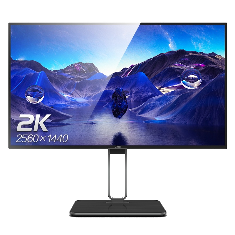 AOC 27英寸显示器 AH-IPS技术 LED背光 低蓝光 HDMI DP 2K分辨率 75Hz刷新 窄边框 升降旋转支架 液晶台式电脑设计师制图屏幕显示器(Q27U2D)