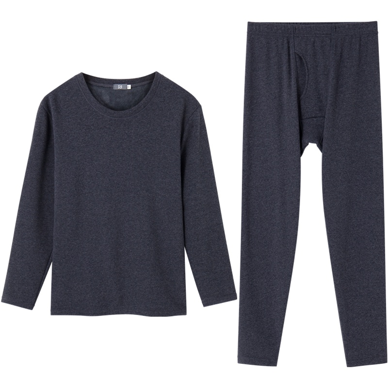 爱帝新款男士保暖内衣秋衣秋裤套装加绒加厚花纱珊瑚绒打底