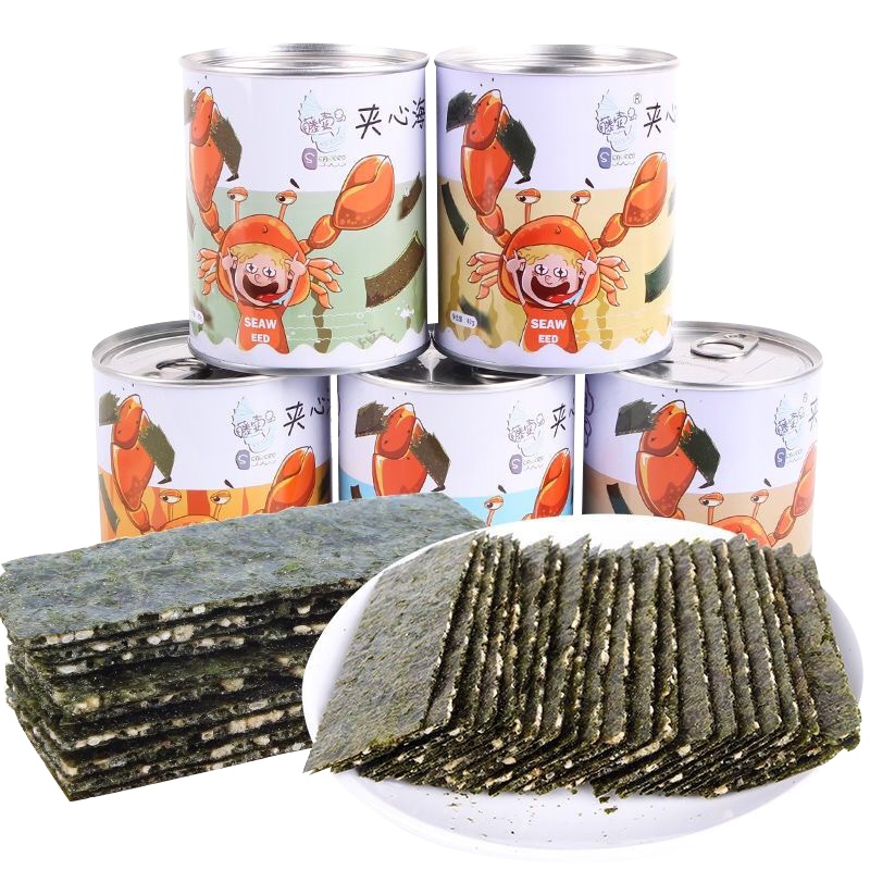 【四合一套餐】四罐海苔组合零食海苔夹心脆办公零食儿童零食健康海苔零食儿童辅食藤壶岛儿童夹心海苔夹心脆罐装芝麻海苔片零食