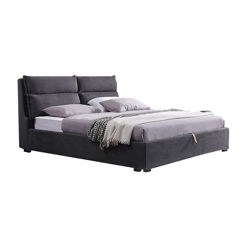 恒享家 床 北欧可拆洗布艺双人床深灰色ins网红床简约现代软包婚床主卧1.8米 BC1911