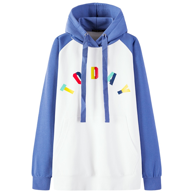 森马卫衣女2019新款秋冬连帽宽松撞色网红女士慵懒小可爱带你飞潮