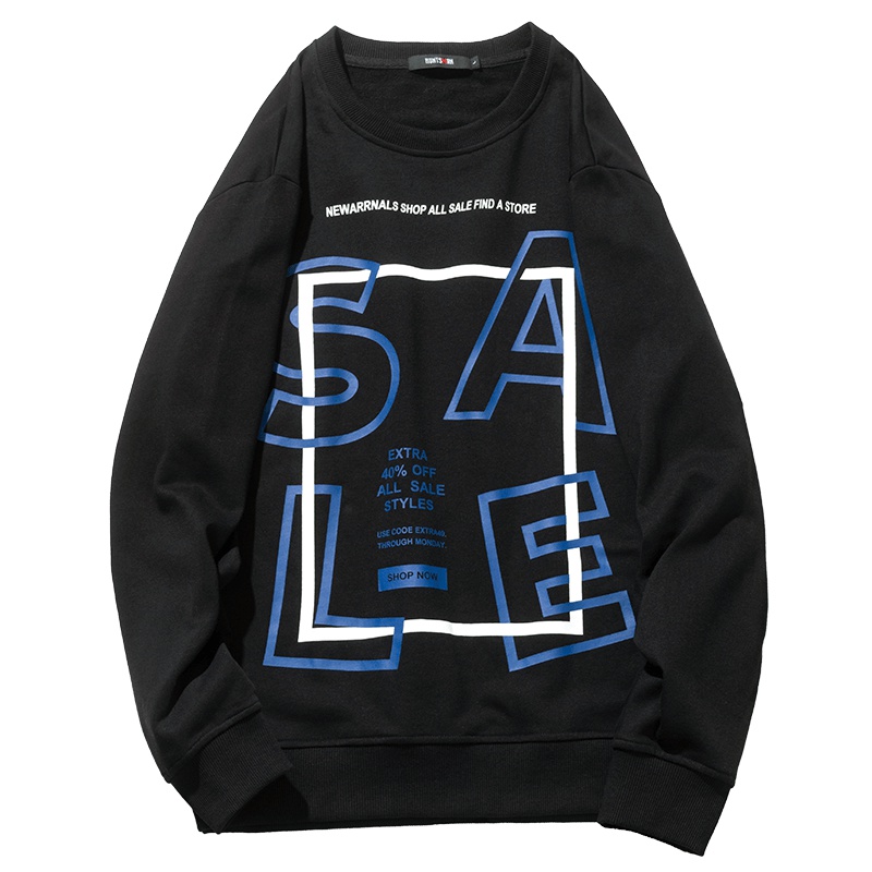 海德斯曼 2019字母印花卫衣男圆领黑色百搭宽松卫衣男青年潮15250
