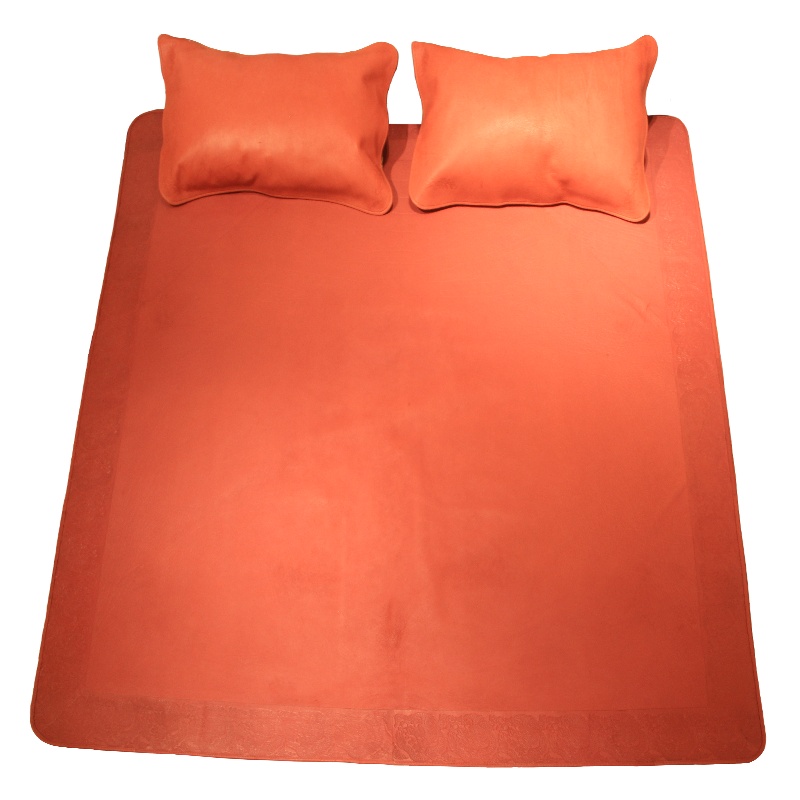 千牛王家纺牛皮凉席清水席1.5m1.8米床凉席套件头层水牛皮软席硬席透气清凉空调席双人真皮席子 高档礼品