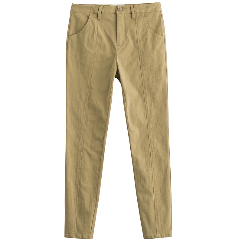 茵曼秋装新款净色纯色修身显瘦百搭小脚裤铅笔裤女