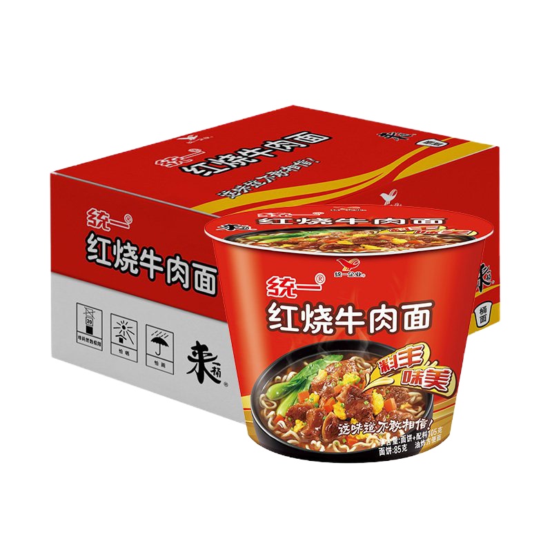 统一 来一桶红烧牛肉桶面*105g*12桶