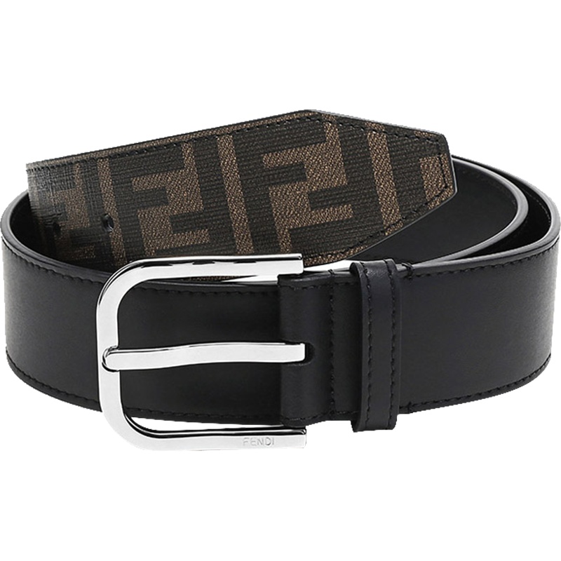FENDI 男士涂层面料配皮针扣式腰带 7C0400 A9XS