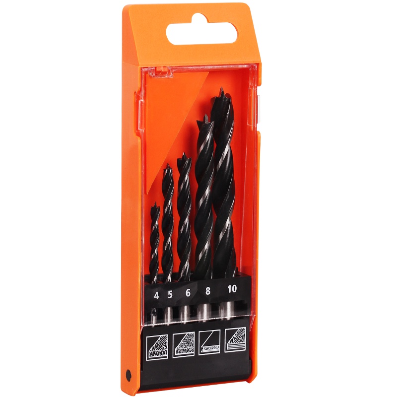 【苏宁自营】工蜂5支木工麻花钻头套装4，5，6，8，10mm